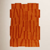 Area Rug, Hand-Loomed Wool in Orange and Red