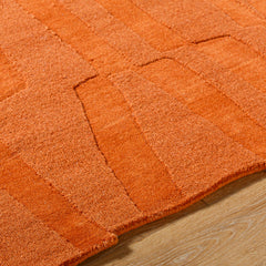 Area Rug, Hand-Loomed Wool in Orange and Red