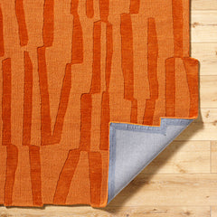 Area Rug, Hand-Loomed Wool in Orange and Red
