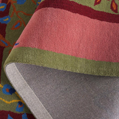 Area Rug, Hand Tufted Wool and Cotton with Green and Pink Floral