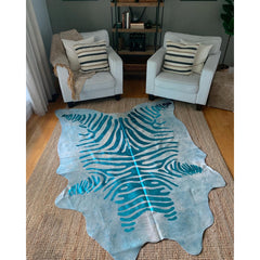 Area Rug, Hand Woven Leather with Zebra Print