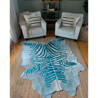 Area Rug, Hand Woven Leather with Zebra Print