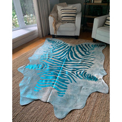 Area Rug, Hand Woven Leather with Zebra Print