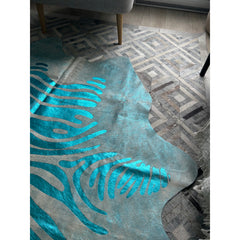 Area Rug, Hand Woven Leather with Zebra Print