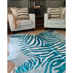 Area Rug, Hand Woven Leather with Zebra Print