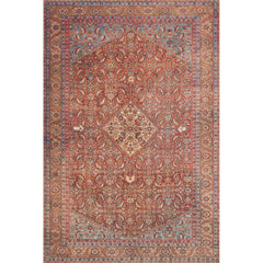 Area Rug in 7'6" x 9'6" Oriental Pattern with Beige, Blue, Orange and Red Colors