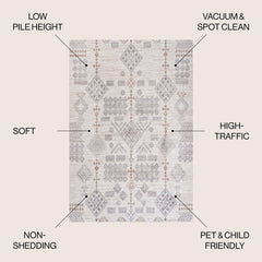 Area Rug in Beige and Gray, 7'7" x 10'2"
