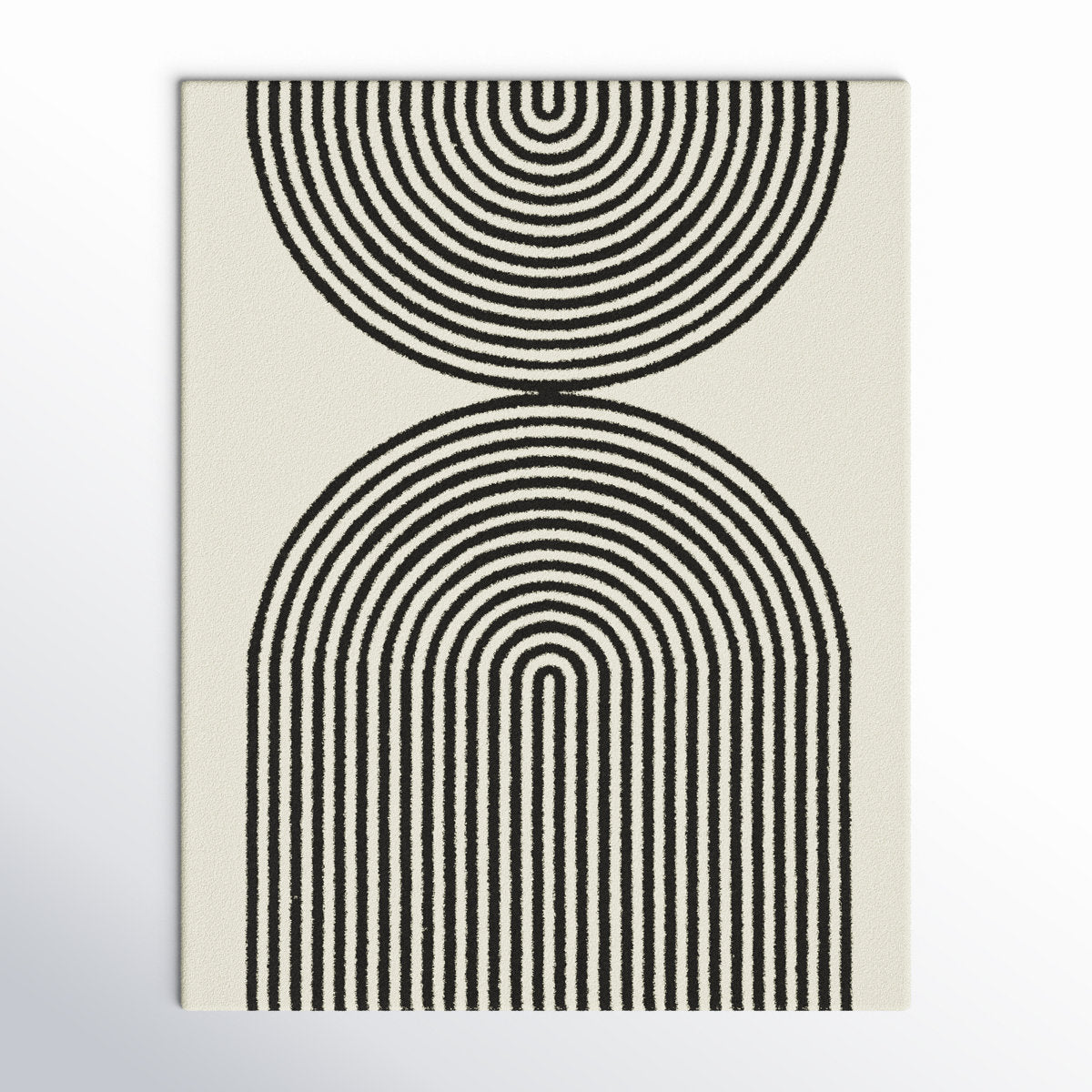 Area Rug in Black and White Geometric Stripes, 7'10" x 10'