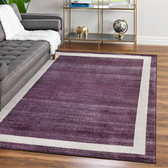 Area Rug in Purple Polypropylene, Machine Woven