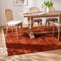 Area Rug in Red and Black Wool, 5 ft x 7 ft 6 in