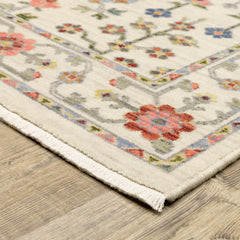 Area Rug, Nylon and Wool, Pink with Blue and Beige