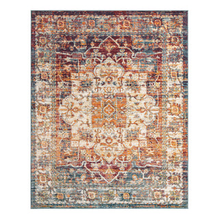 Area Rug, Oriental Pattern in Orange Polypropylene
