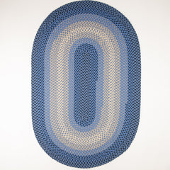 Area Rug, Oval 5 ft x 8 ft in Blue Polypropylene