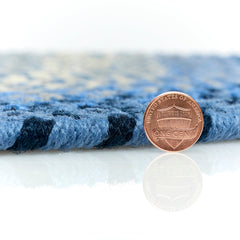 Area Rug, Oval 5 ft x 8 ft in Blue Polypropylene