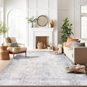 Area Rug, Polyester in Blue with Oriental Pattern