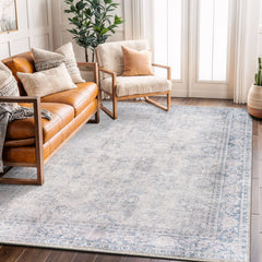 Area Rug, Polyester in Blue with Oriental Pattern