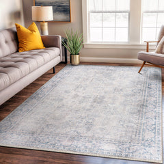 Area Rug, Polyester in Blue with Oriental Pattern