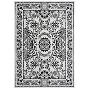 Area Rug, Polyester with Ivory and Black Floral Pattern