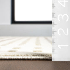Area Rug, Polyester with Ivory Geometric Design