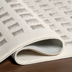 Area Rug, Polyester with Ivory Geometric Design
