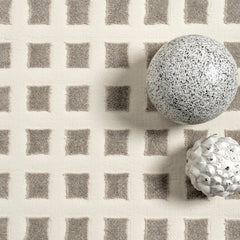 Area Rug, Polyester with Ivory Geometric Design