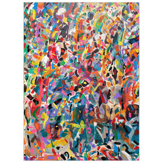 Area Rug, Polyester with Multi-Color Abstract Pattern