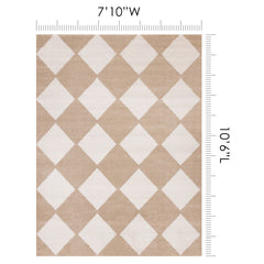 Area Rug, Polypropylene, Beige and Cream with Diamond Pattern