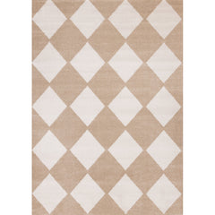 Area Rug, Polypropylene, Beige and Cream with Diamond Pattern