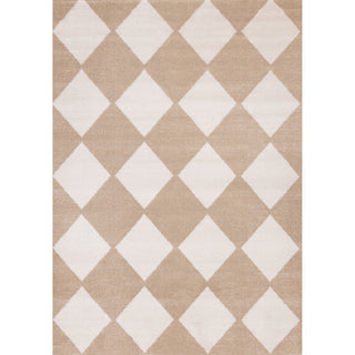 Area Rug, Polypropylene, Beige and Cream with Diamond Pattern