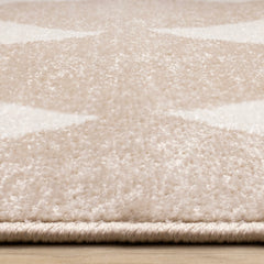 Area Rug, Polypropylene, Beige and Cream with Diamond Pattern