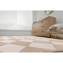 Area Rug, Polypropylene, Beige and Cream with Diamond Pattern