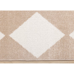 Area Rug, Polypropylene, Beige and Cream with Diamond Pattern