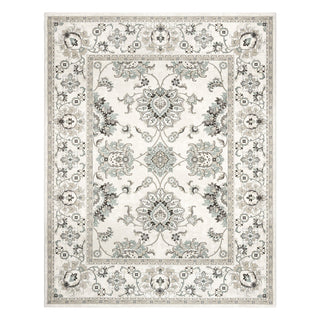 Area Rug, Polypropylene, Gray/Ivory with Floral Pattern