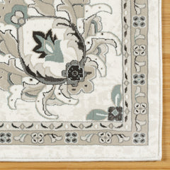 Area Rug, Polypropylene, Gray/Ivory with Floral Pattern