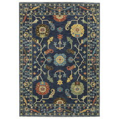 Area Rug, Polypropylene with Blue and Gold Tones