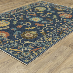 Area Rug, Polypropylene with Blue and Gold Tones