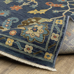 Area Rug, Polypropylene with Blue and Gold Tones