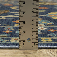 Area Rug, Polypropylene with Blue and Gold Tones
