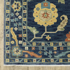 Area Rug, Polypropylene with Blue and Gold Tones