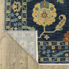 Area Rug, Polypropylene with Blue and Gold Tones