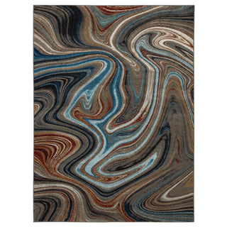 Area Rug, Polypropylene with Jute Backing in Black, Brown and Blue