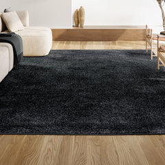 Area Rug, Rectangle 10 ft x 14 ft in Black Polypropylene