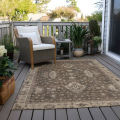 Area Rug, Rectangle 10 Ft x 14 Ft in Brown Polyester
