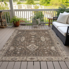 Area Rug, Rectangle 10 Ft x 14 Ft in Brown Polyester