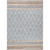 Area Rug, Rectangle 5 x 8 ft Hand Woven in Natural and Blue