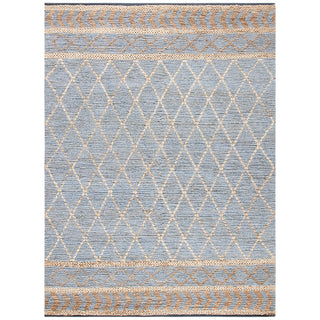 Area Rug, Rectangle 5 x 8 ft Hand Woven in Natural and Blue