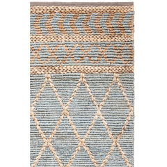 Area Rug, Rectangle 5 x 8 ft Hand Woven in Natural and Blue