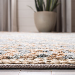 Area Rug, Rectangle 5 x 8 ft Hand Woven in Natural and Blue