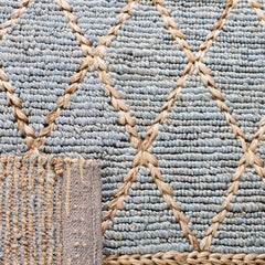 Area Rug, Rectangle 5 x 8 ft Hand Woven in Natural and Blue
