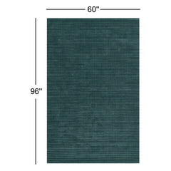 Area Rug, Rectangle 5 x 8 ft in Blue Wool
